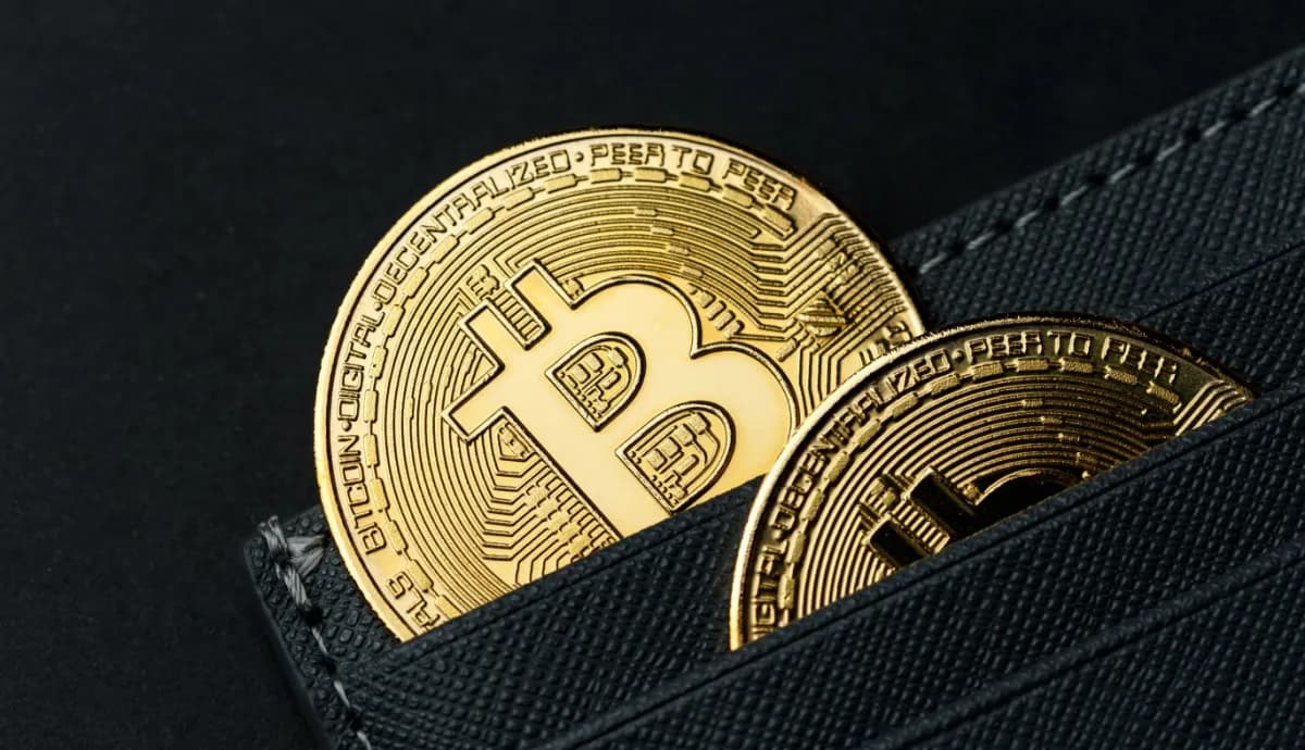 moeda de bitcoin dentro de carteira
