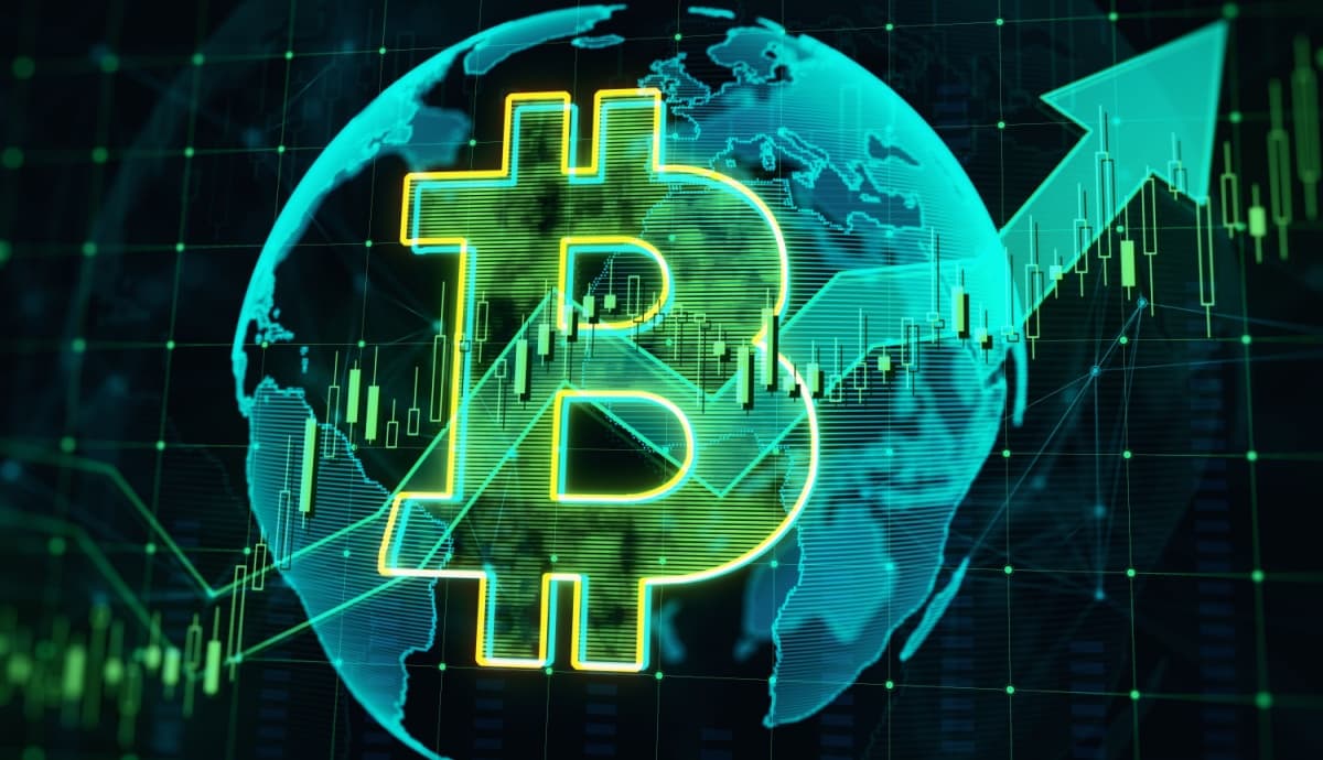 bitcoin, alta, verde
